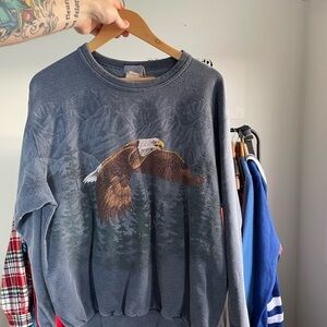Vintage Eagle Graphic Gray Sweater
